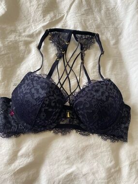 La SENZA Lace Strappy Push-Up Bra - Navy